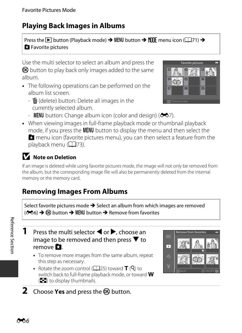 Playing back images in albums, Removing images from albums | Nikon S9400 - S9500 User Manual | Page 126 / 252