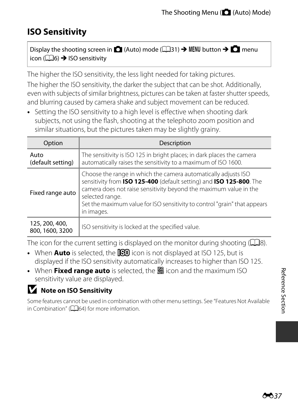 Iso sensitivity, E37) i | Nikon S9400 - S9500 User Manual | Page 157 / 252