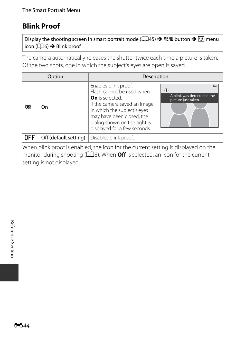 Blink proof, E 44 | Nikon S9400 - S9500 User Manual | Page 164 / 252