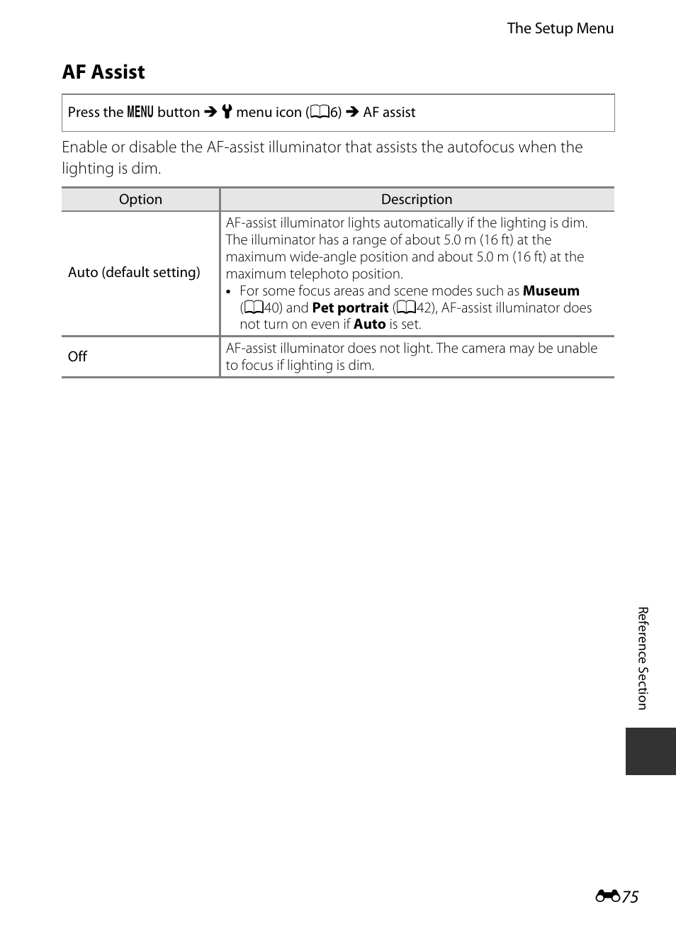 Af assist, E 75 | Nikon S9400 - S9500 User Manual | Page 195 / 252
