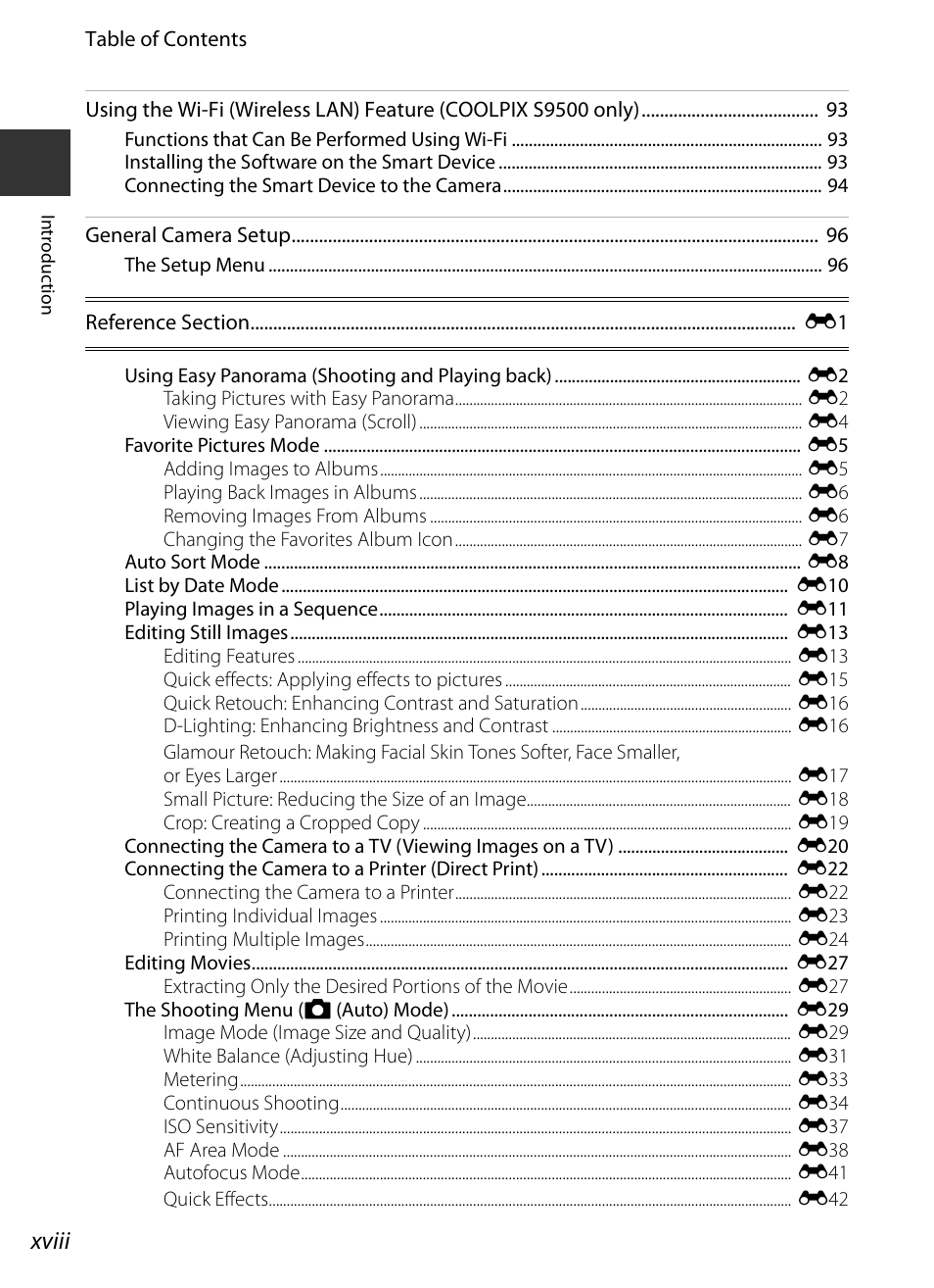 Xviii | Nikon S9400 - S9500 User Manual | Page 20 / 252