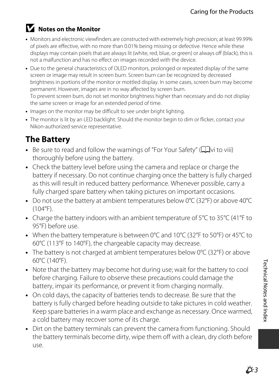 The battery, R “the battery | Nikon S9400 - S9500 User Manual | Page 223 / 252