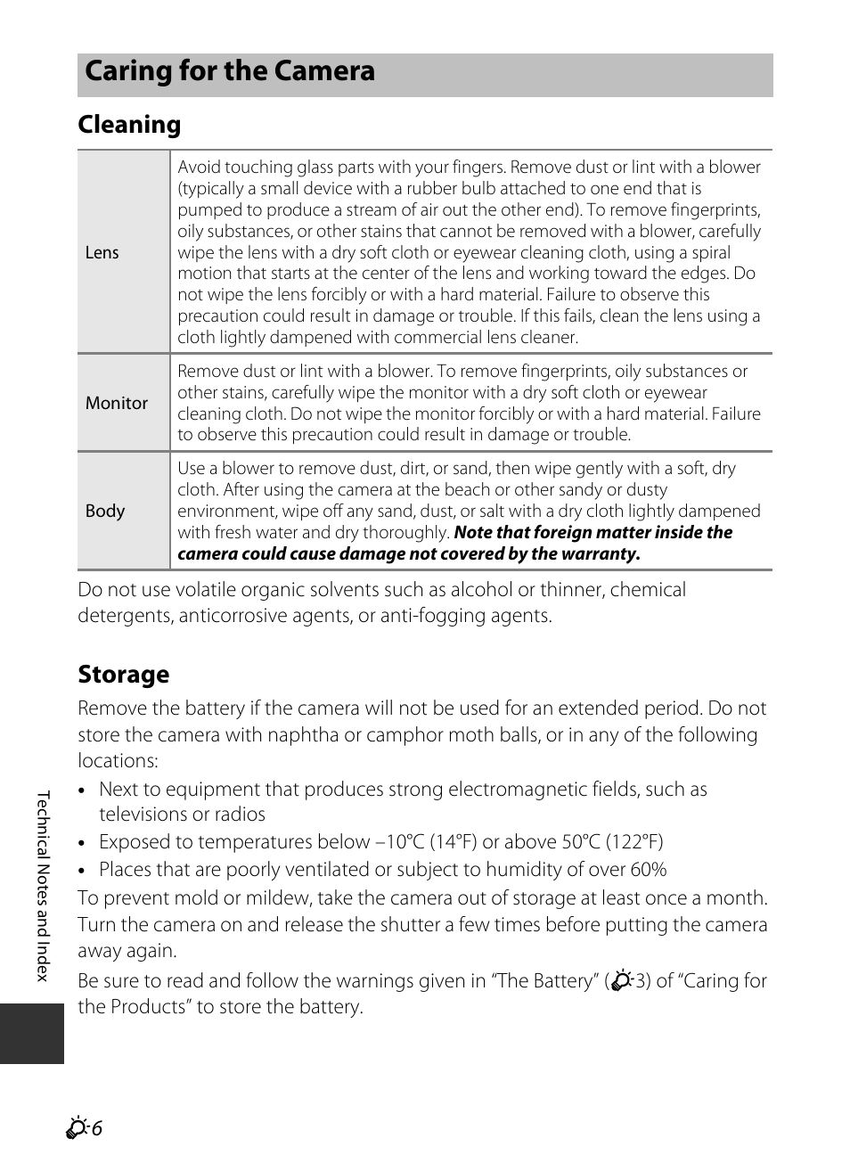 Caring for the camera, Cleaning, Storage | Nikon S9400 - S9500 User Manual | Page 226 / 252