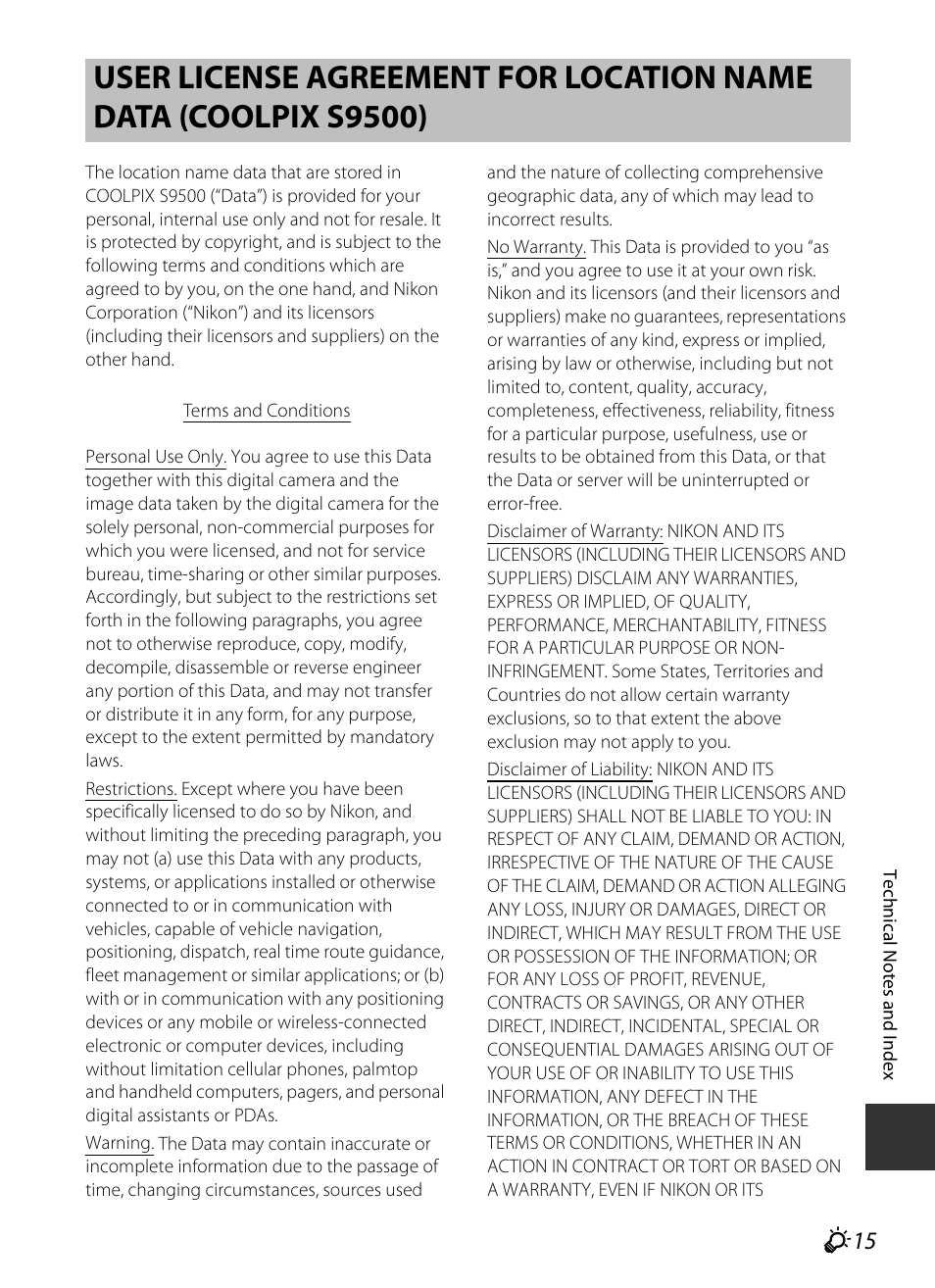 F15), F 15 | Nikon S9400 - S9500 User Manual | Page 235 / 252