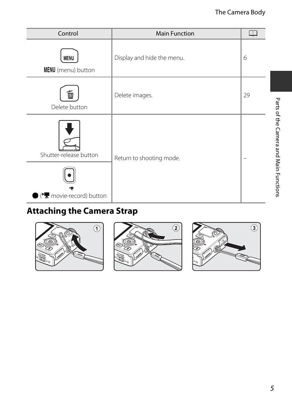 Attaching the camera strap | Nikon S9400 - S9500 User Manual | Page 27 / 252
