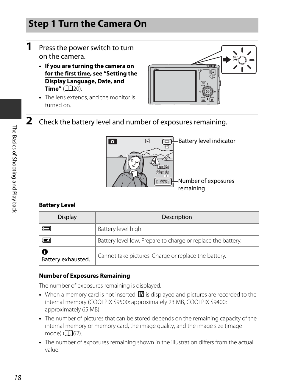 Step 1 turn the camera on, Press the power switch to turn on the camera | Nikon S9400 - S9500 User Manual | Page 40 / 252