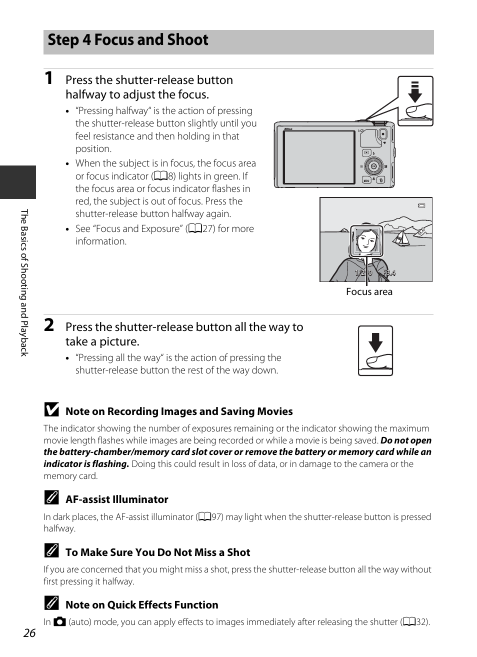 Step 4 focus and shoot | Nikon S9400 - S9500 User Manual | Page 48 / 252