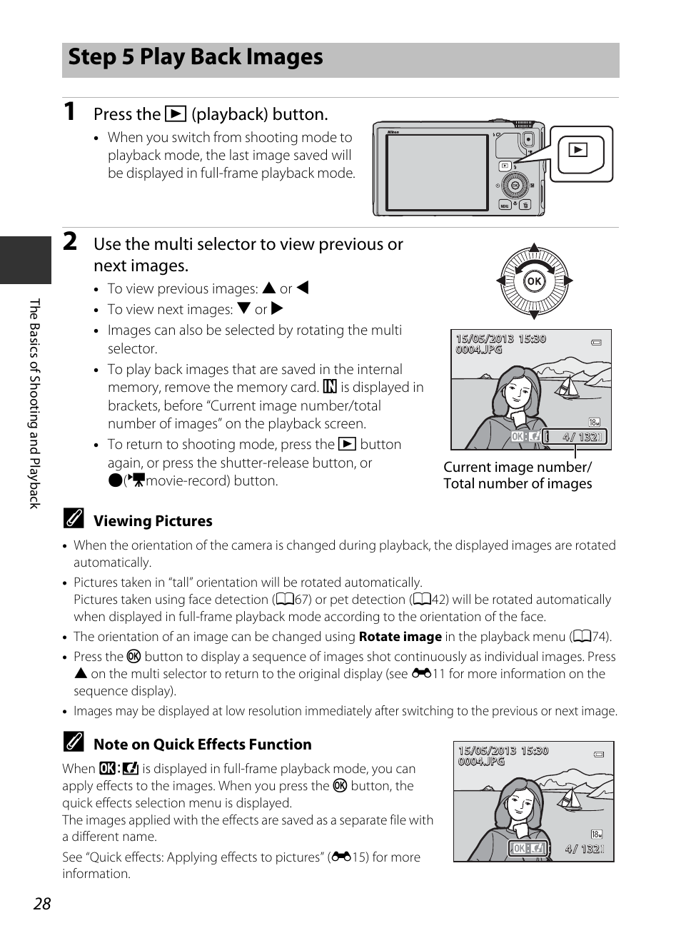 Step 5 play back images, Press the c (playback) button | Nikon S9400 - S9500 User Manual | Page 50 / 252