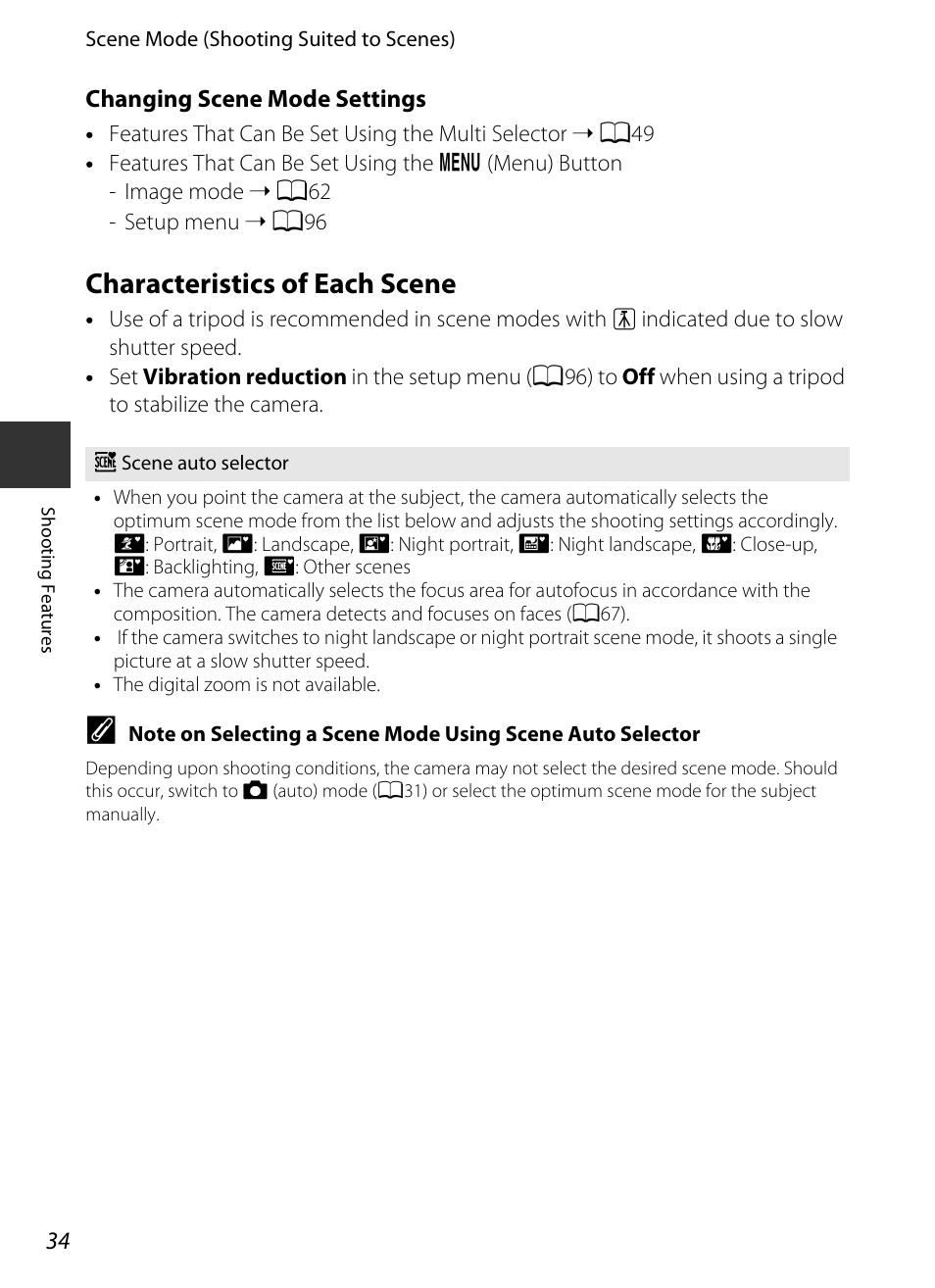 Characteristics of each scene, Ed scene, A34) | Nikon S9400 - S9500 User Manual | Page 56 / 252