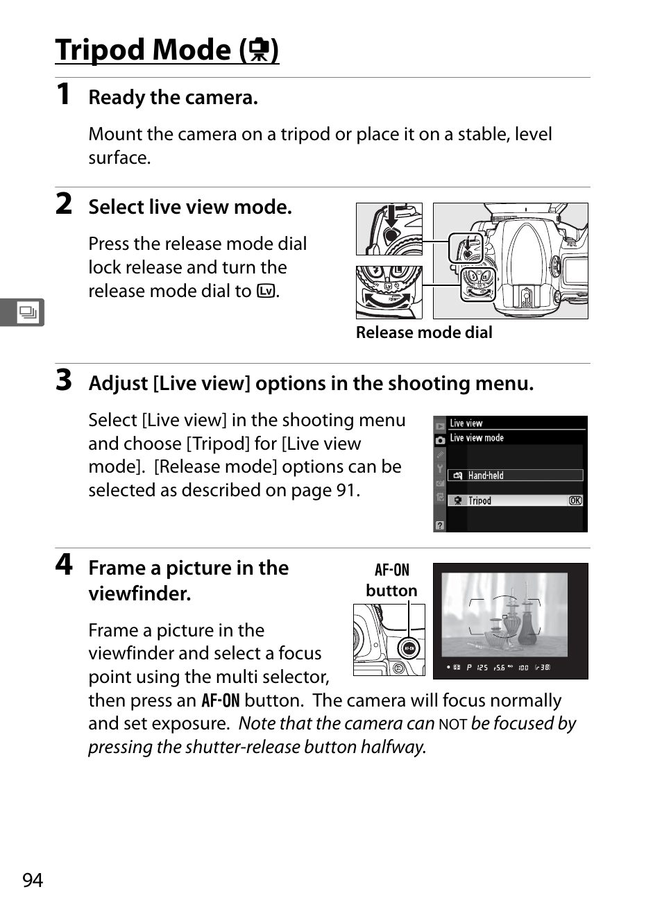 Tripod mode ( h ) | Nikon D3X User Manual | Page 120 / 476