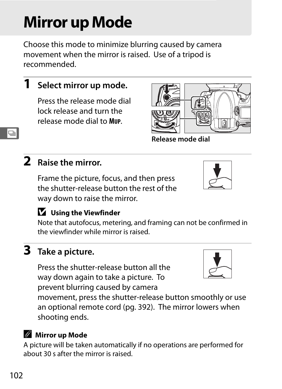 Mirror up mode | Nikon D3X User Manual | Page 128 / 476