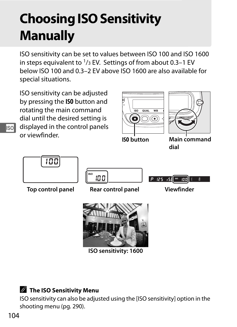 Choosing iso sensitivitymanually, Choosing iso sensitivity manually | Nikon D3X User Manual | Page 130 / 476