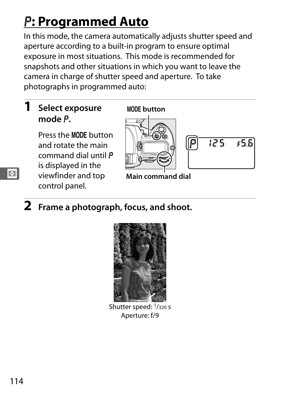 P: programmed auto, E : programmed auto | Nikon D3X User Manual | Page 140 / 476