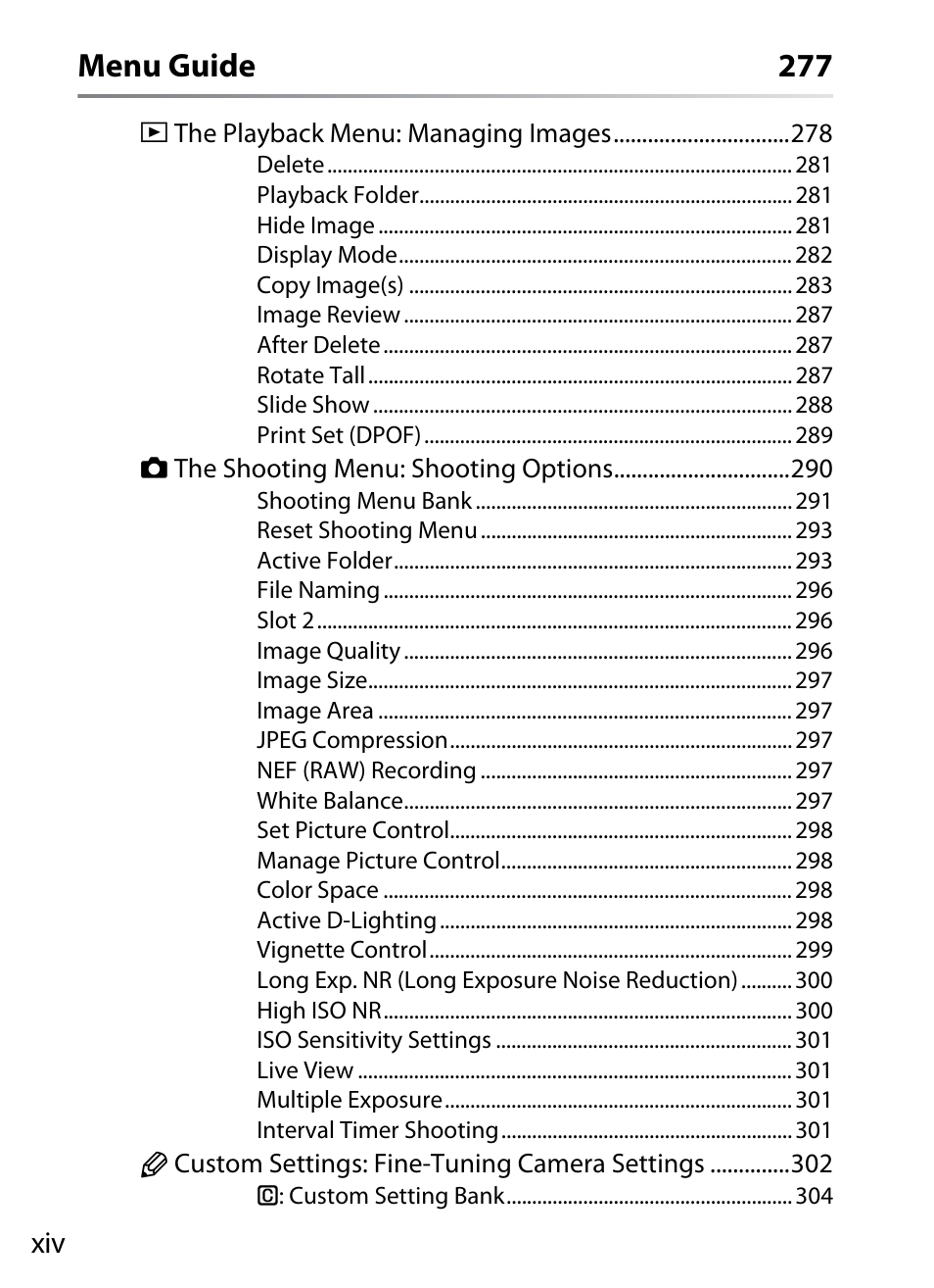 Menu guide 277 | Nikon D3X User Manual | Page 16 / 476