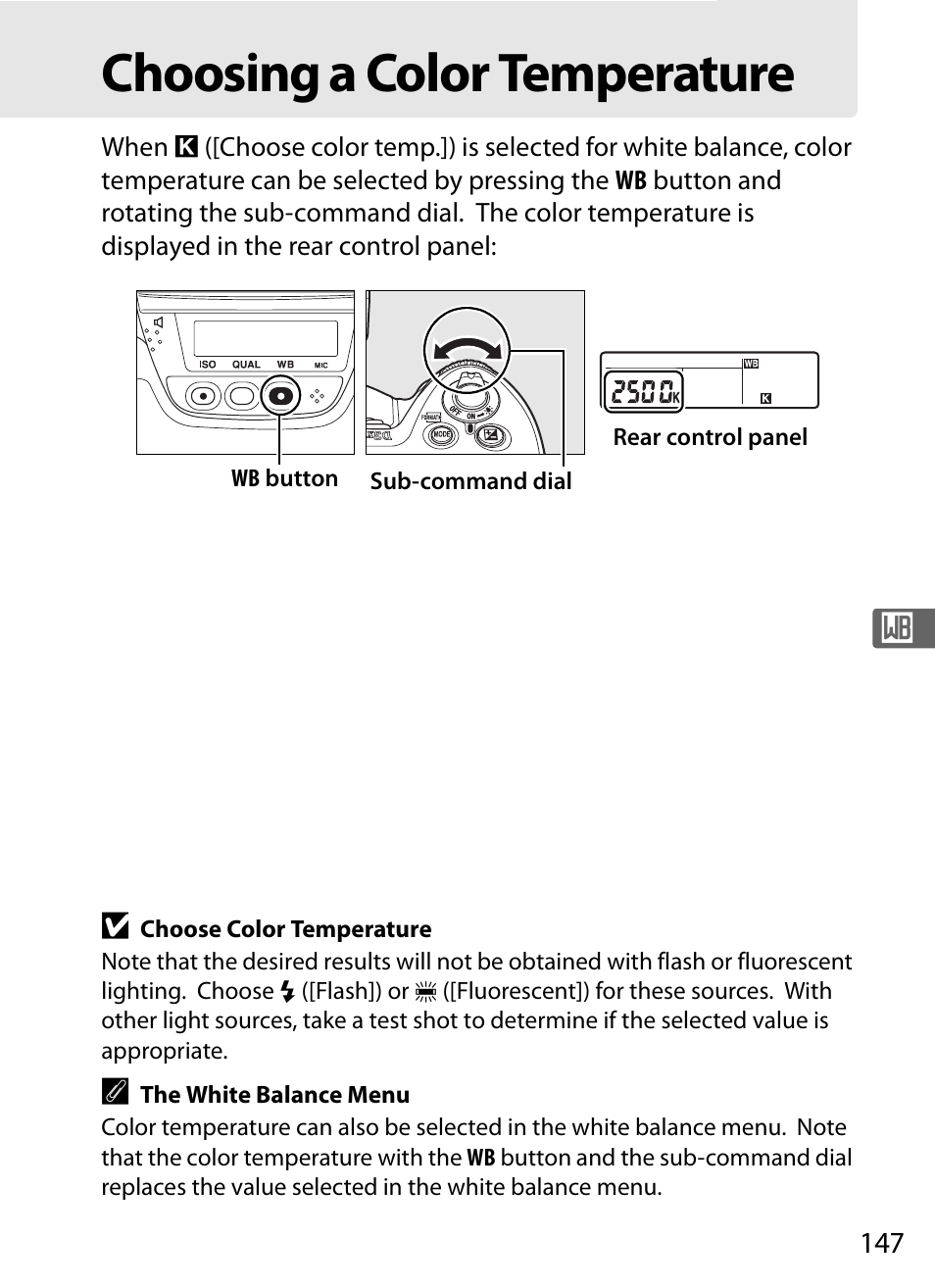 Choosing a color temperature | Nikon D3X User Manual | Page 173 / 476