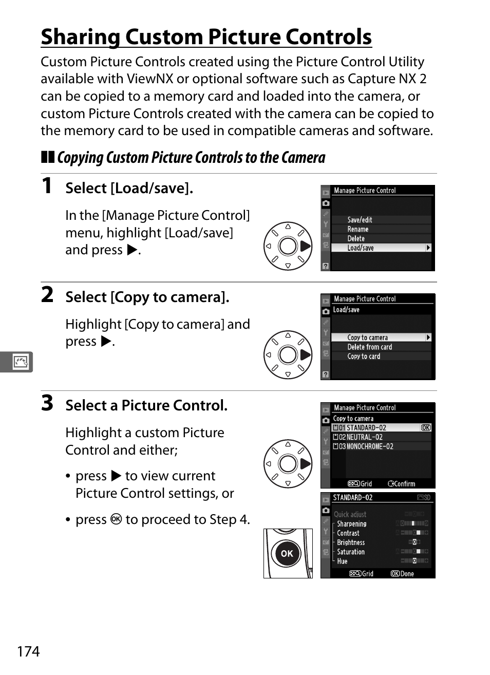 Sharing custom picture controls | Nikon D3X User Manual | Page 200 / 476