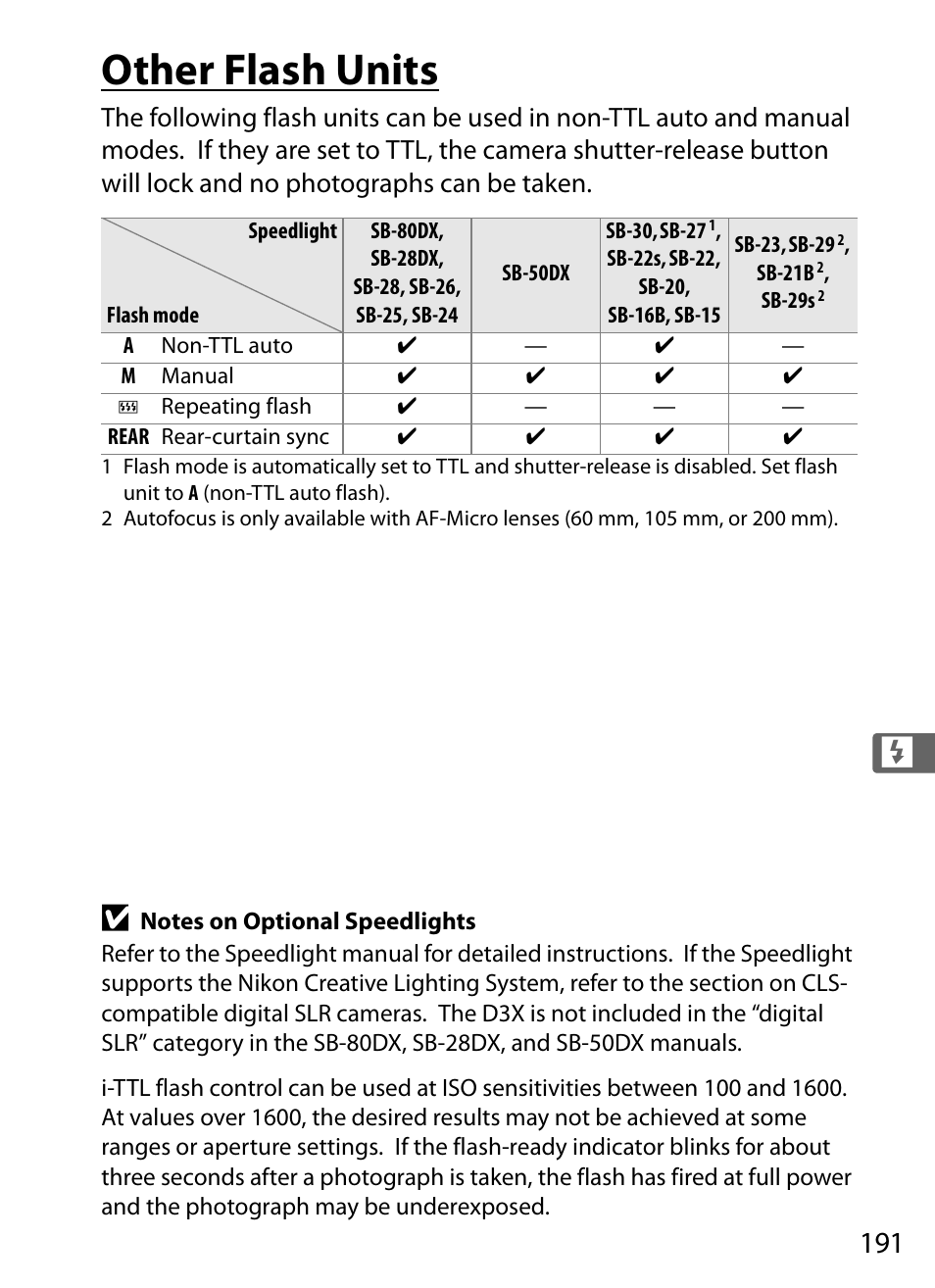 Other flash units | Nikon D3X User Manual | Page 217 / 476