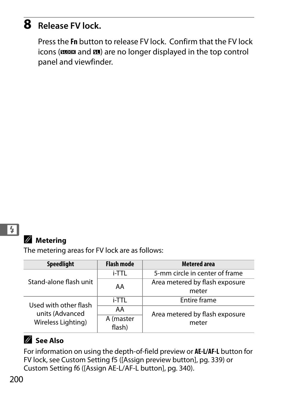 Release fv lock | Nikon D3X User Manual | Page 226 / 476