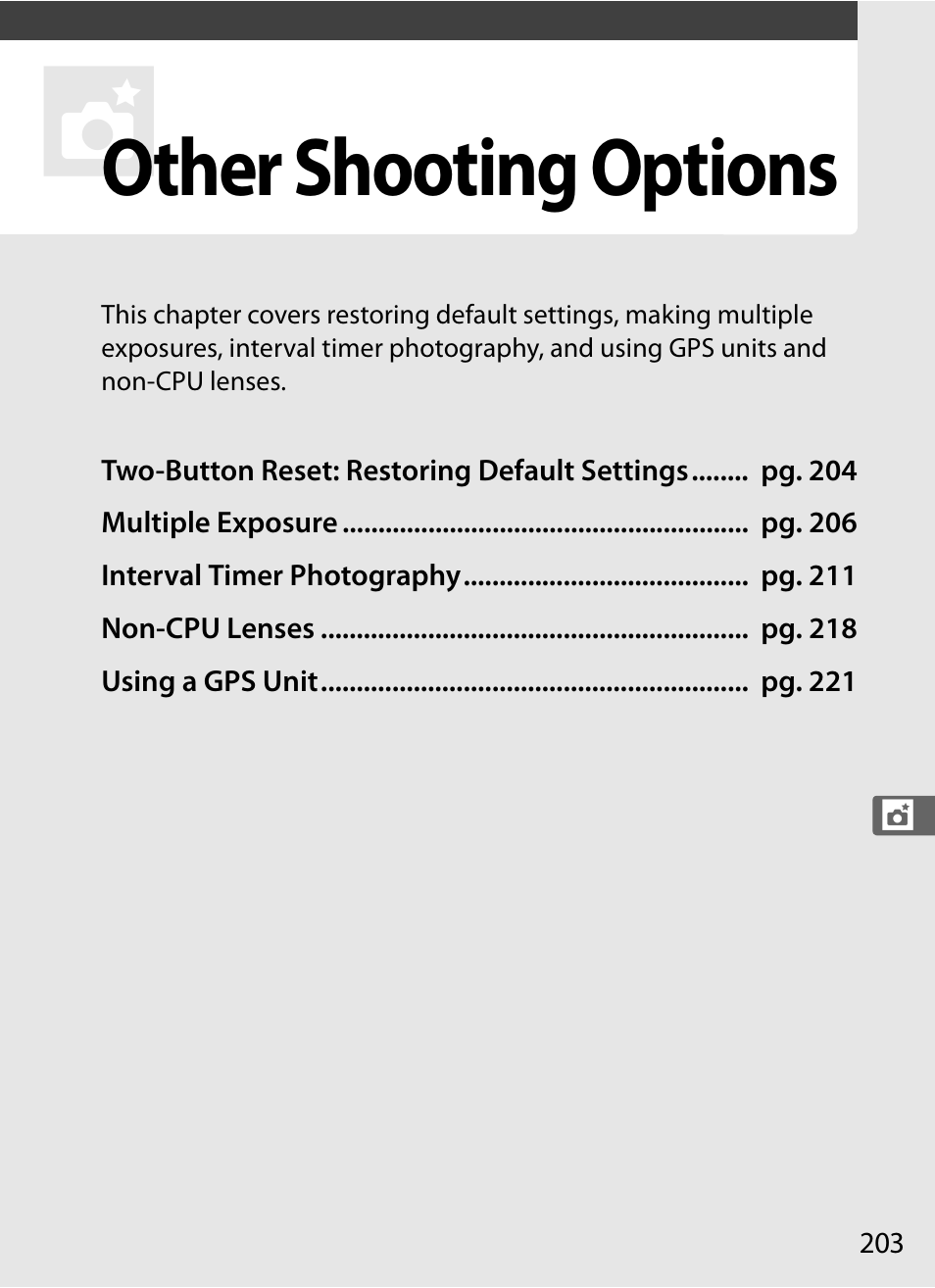 Other shooting options | Nikon D3X User Manual | Page 229 / 476