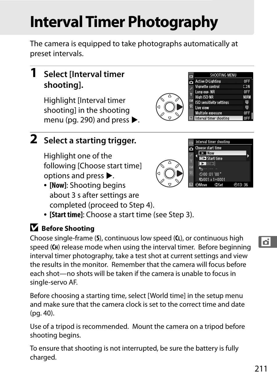 Interval timer photography | Nikon D3X User Manual | Page 237 / 476