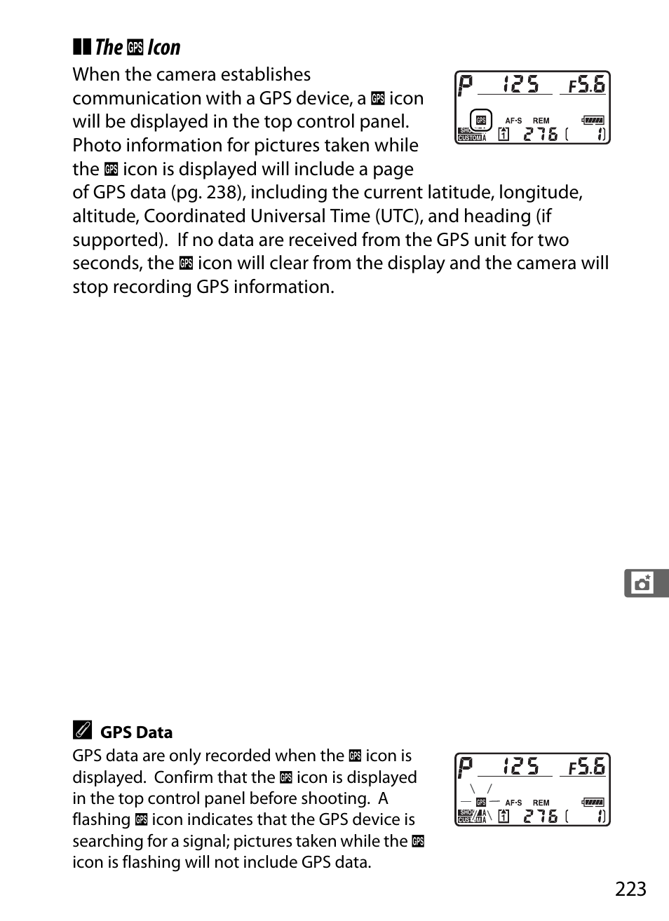 The k icon | Nikon D3X User Manual | Page 249 / 476