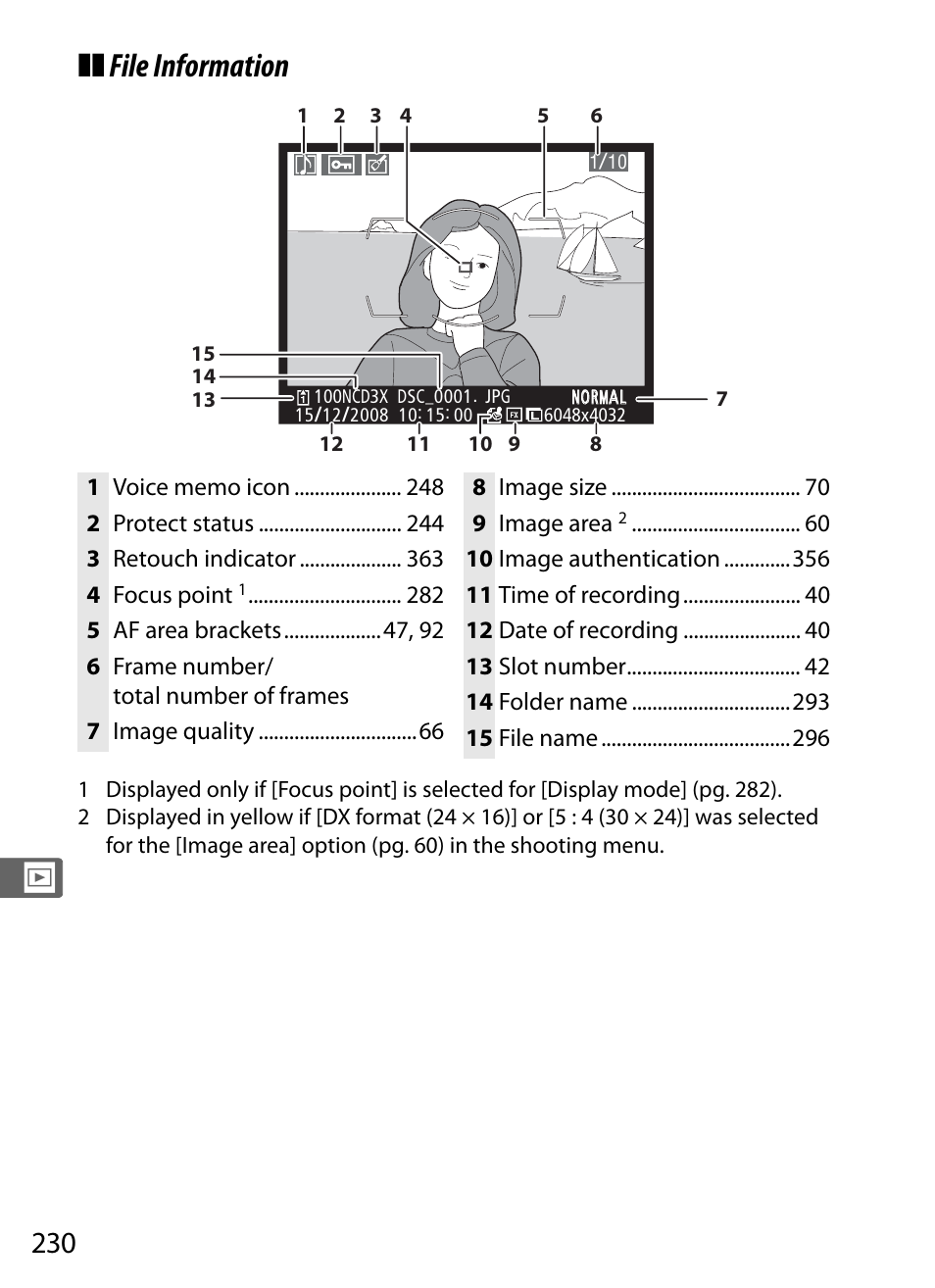 File information | Nikon D3X User Manual | Page 256 / 476