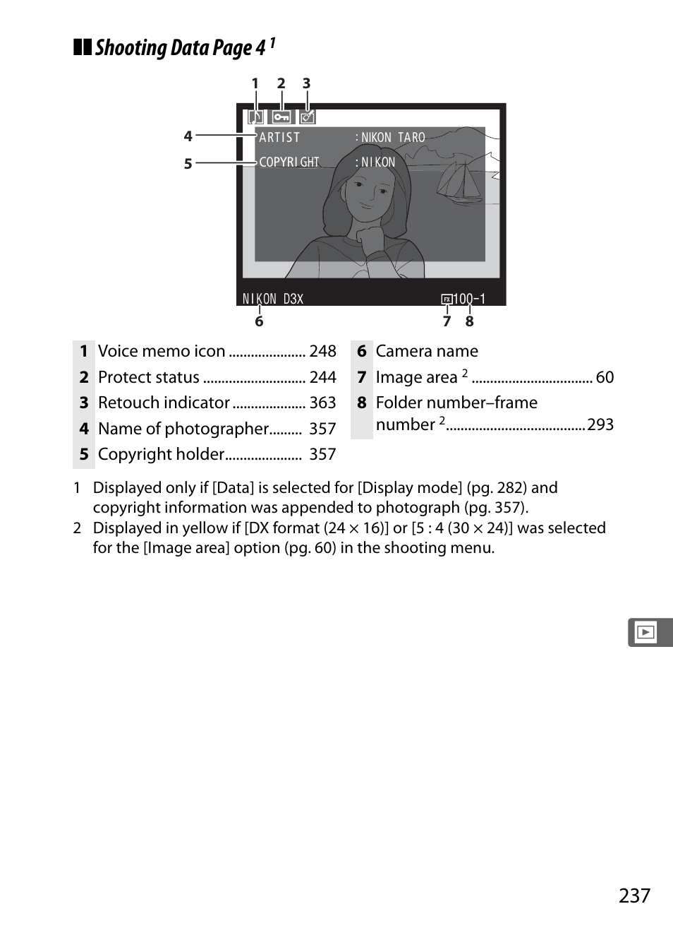 Shooting data page 4 | Nikon D3X User Manual | Page 263 / 476