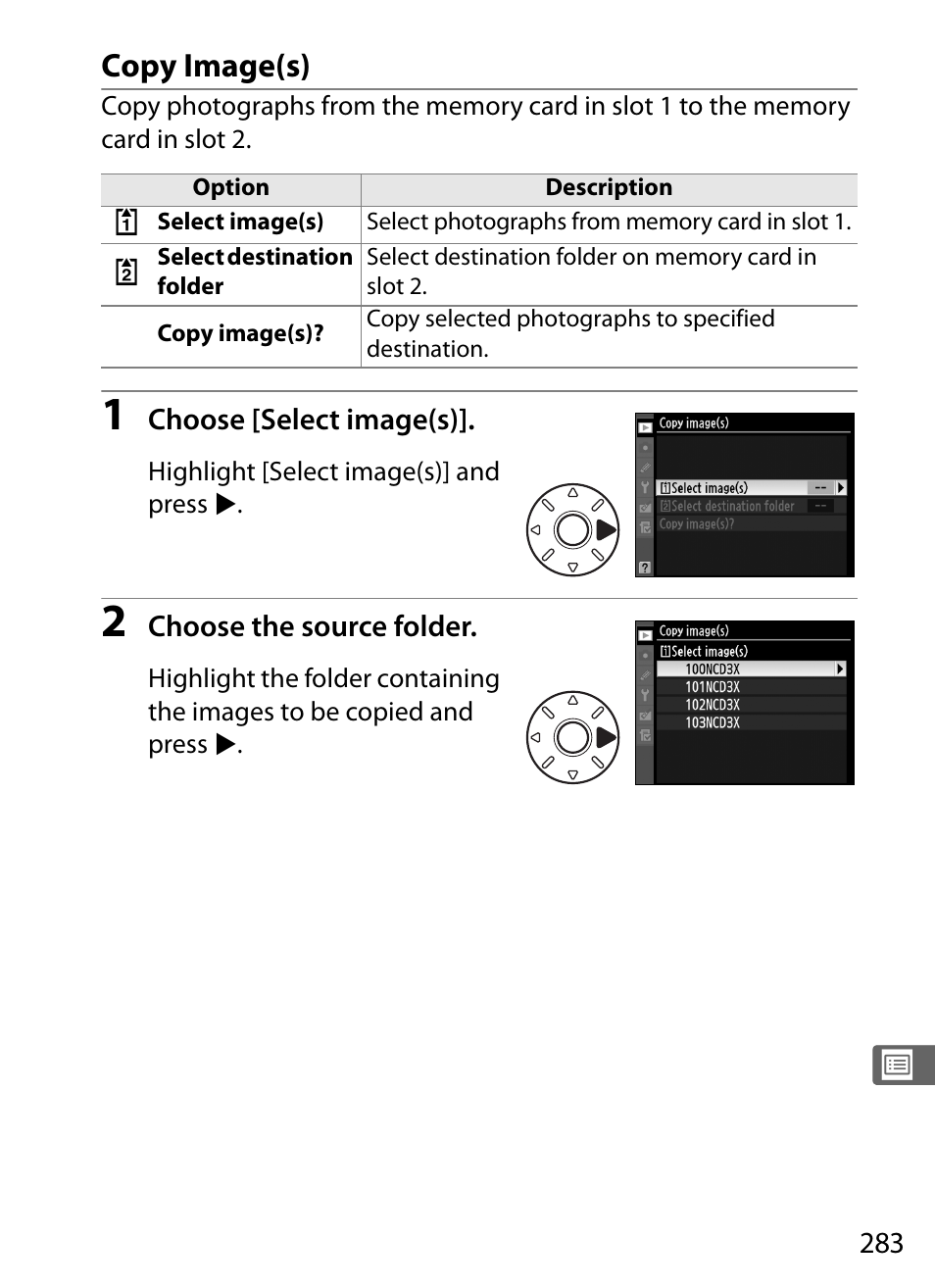 Copy image(s) | Nikon D3X User Manual | Page 309 / 476