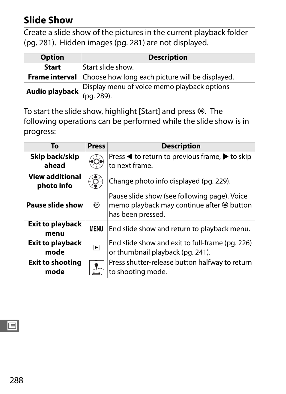 Slide show | Nikon D3X User Manual | Page 314 / 476