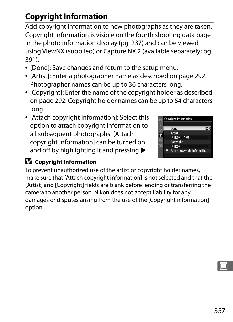 Copyright information | Nikon D3X User Manual | Page 383 / 476