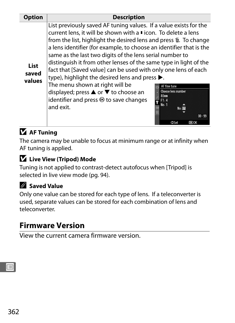 Firmware version | Nikon D3X User Manual | Page 388 / 476