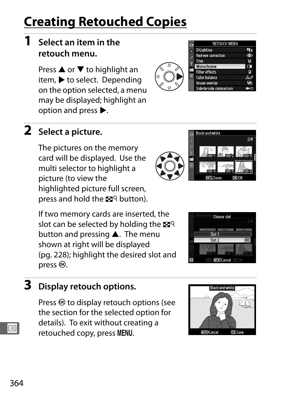 Creating retouched copies | Nikon D3X User Manual | Page 390 / 476