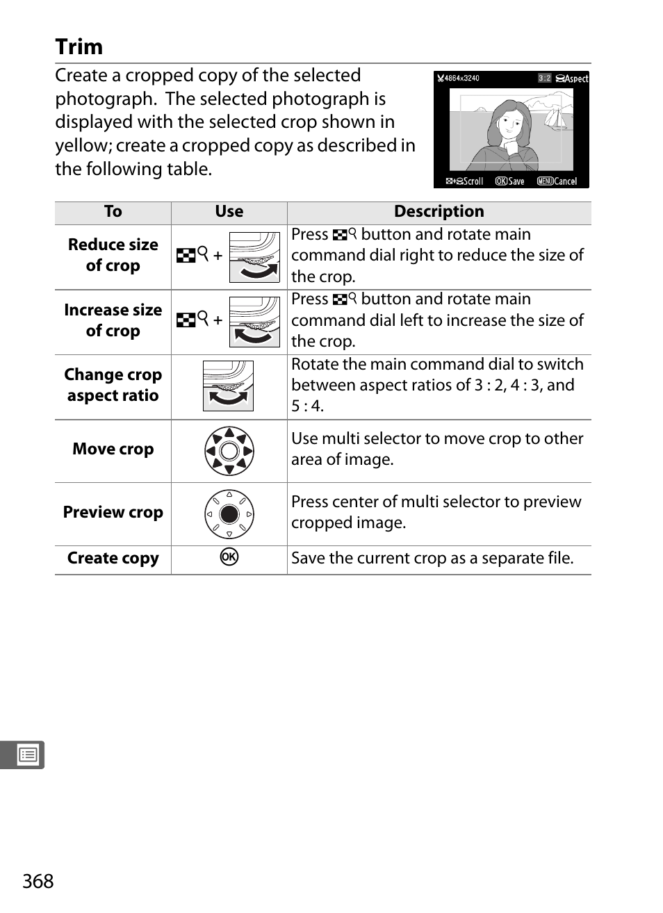 Trim | Nikon D3X User Manual | Page 394 / 476