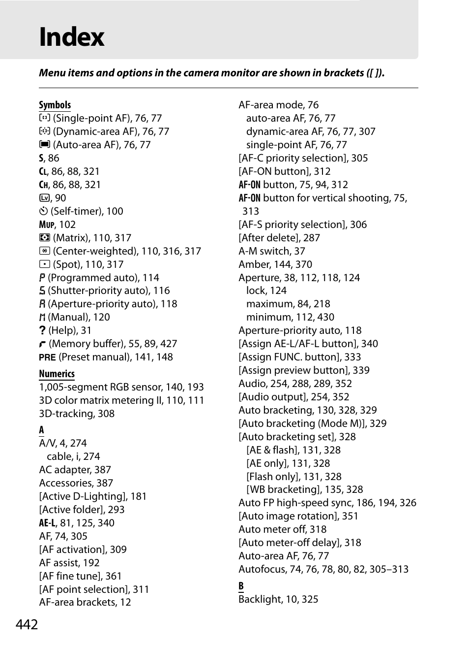 Index | Nikon D3X User Manual | Page 468 / 476