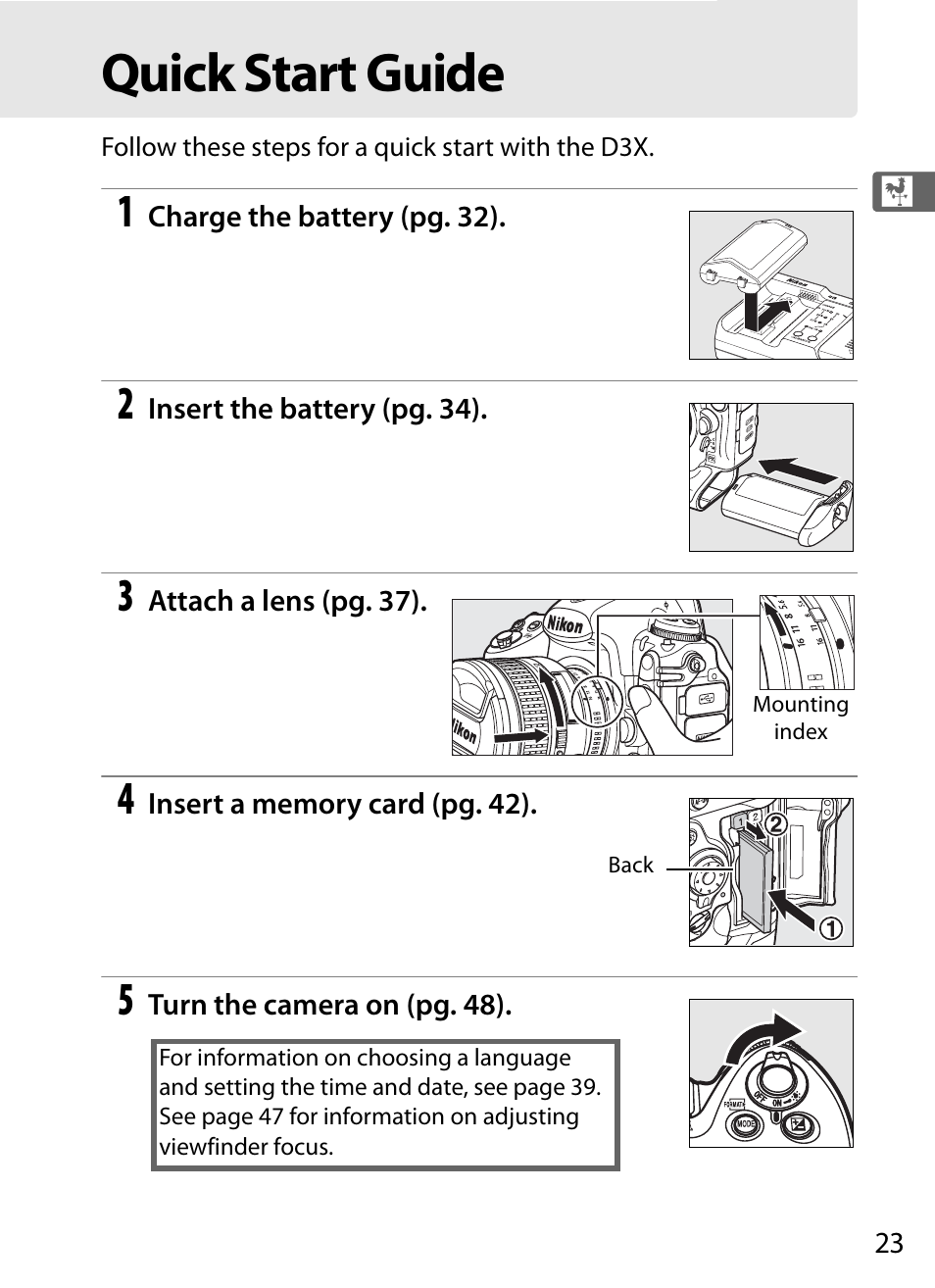 Quick start guide | Nikon D3X User Manual | Page 49 / 476