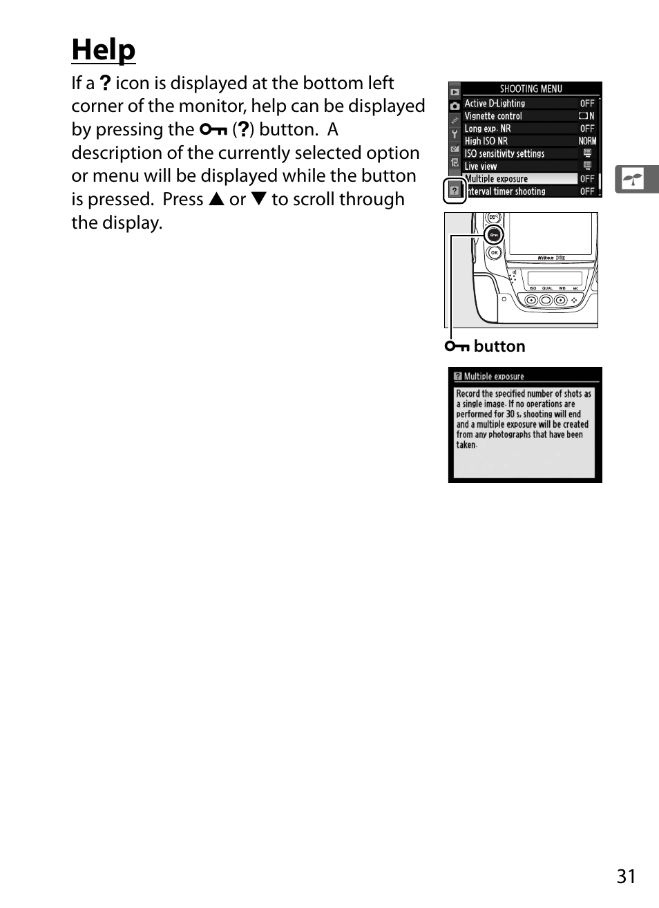 Help | Nikon D3X User Manual | Page 57 / 476