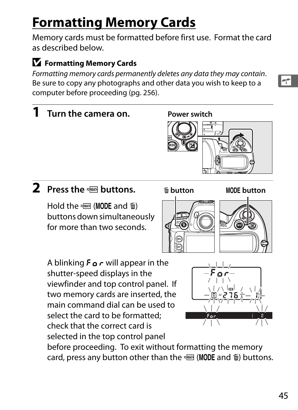 Formatting memory cards | Nikon D3X User Manual | Page 71 / 476