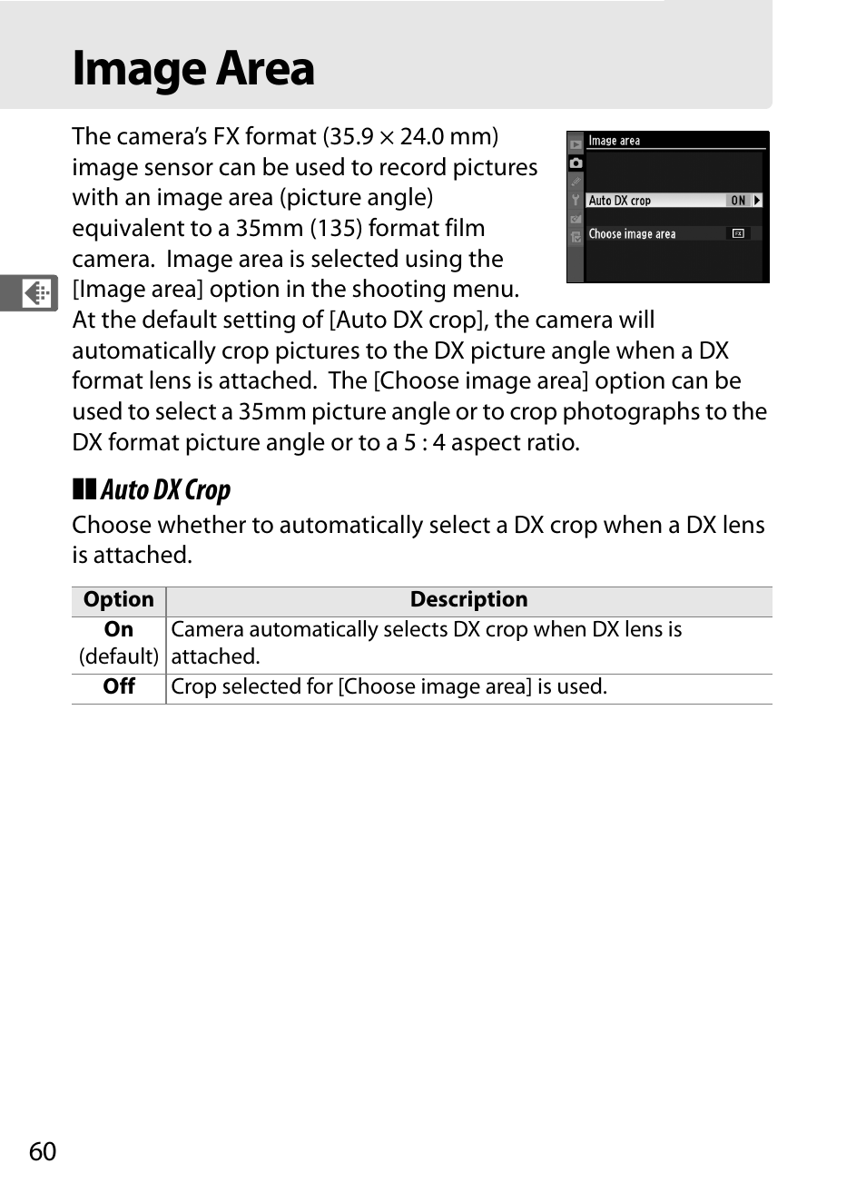 Image area | Nikon D3X User Manual | Page 86 / 476