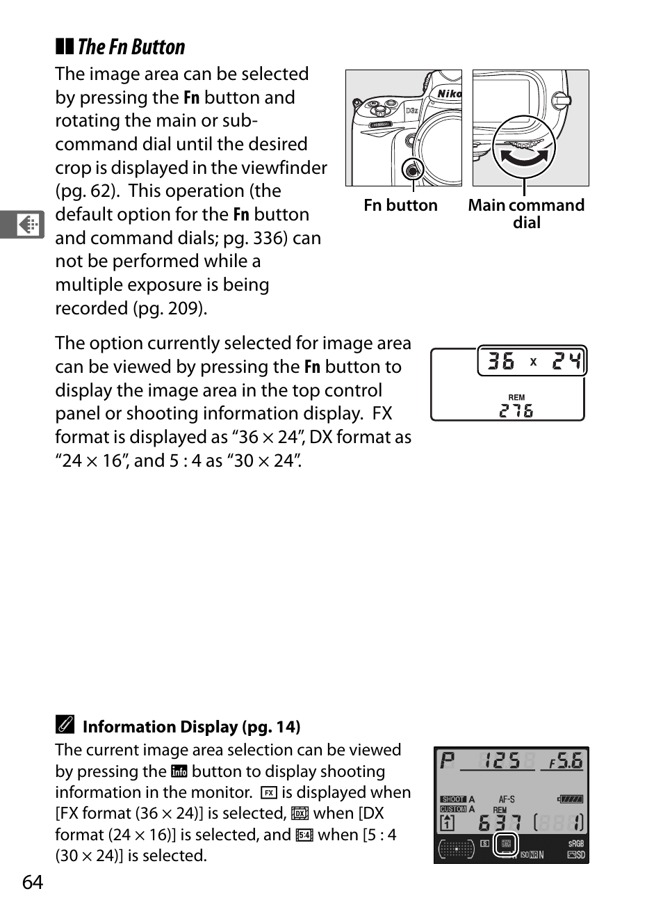 The fn button | Nikon D3X User Manual | Page 90 / 476