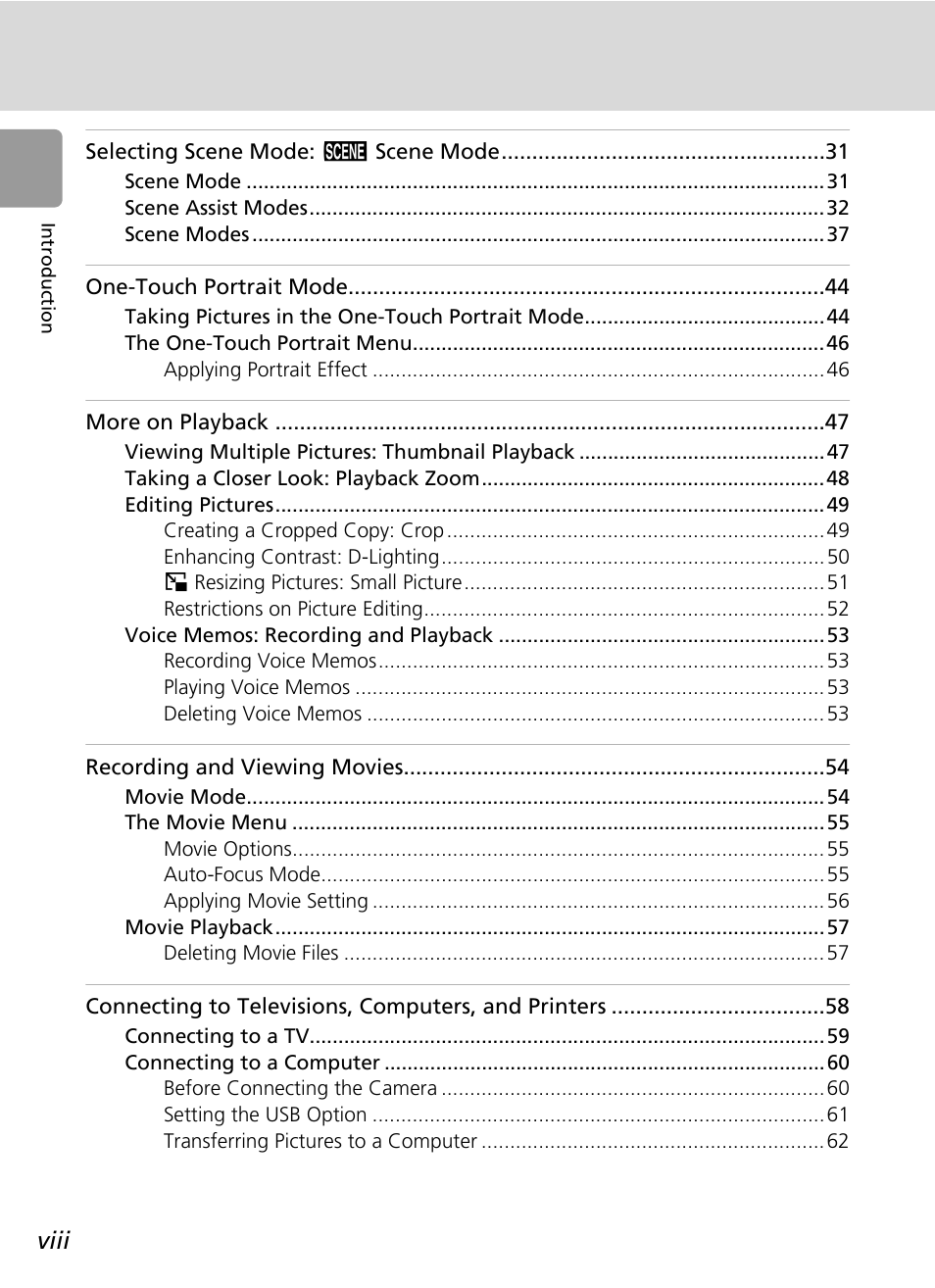 Viii | Nikon L5 User Manual | Page 10 / 136