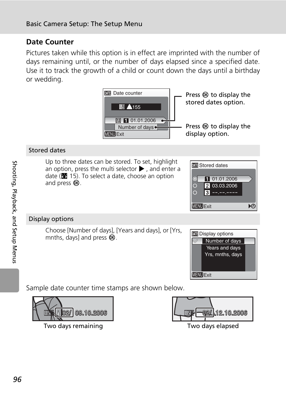 Date counter | Nikon L5 User Manual | Page 108 / 136