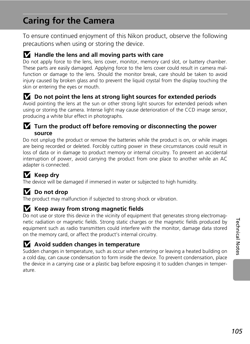 Caring for the camera | Nikon L5 User Manual | Page 117 / 136