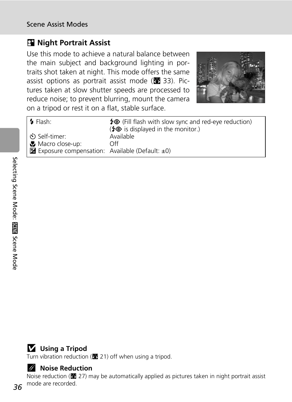 Dnight portrait assist | Nikon L5 User Manual | Page 48 / 136