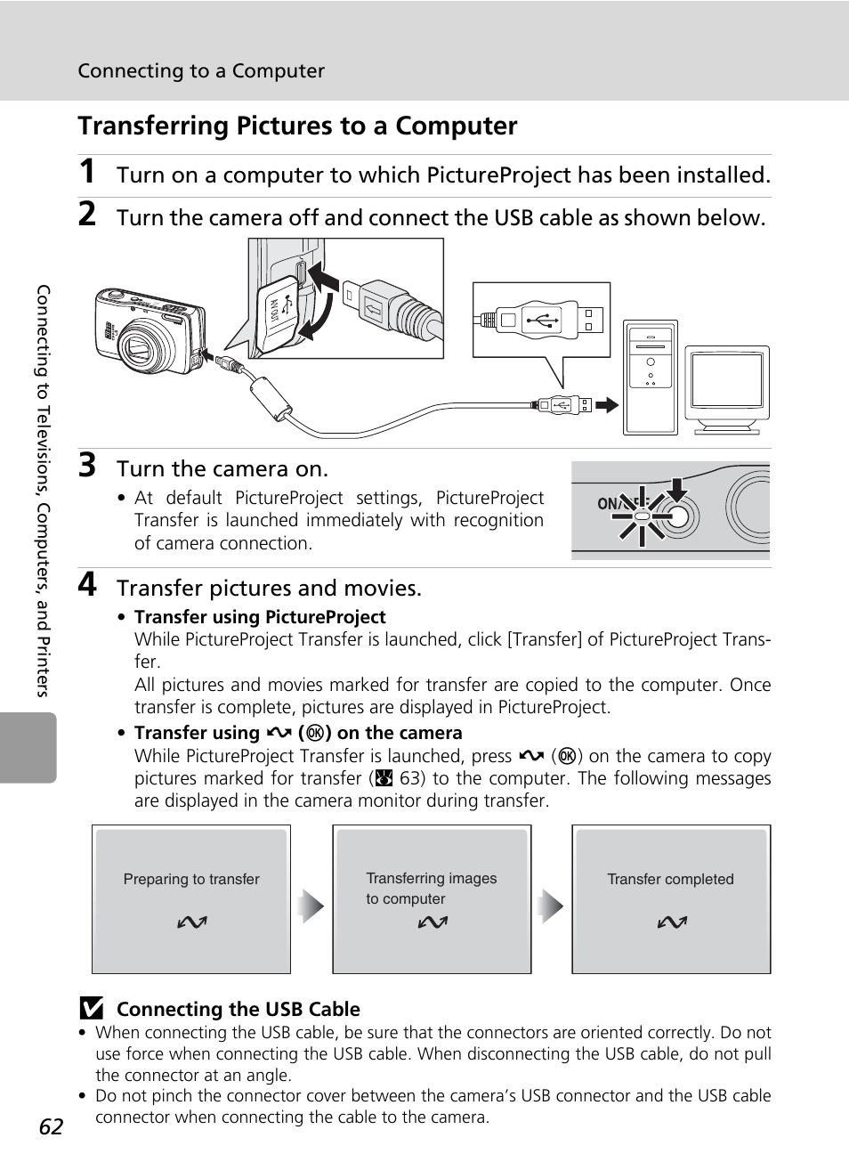 Transferring pictures to a computer | Nikon L5 User Manual | Page 74 / 136