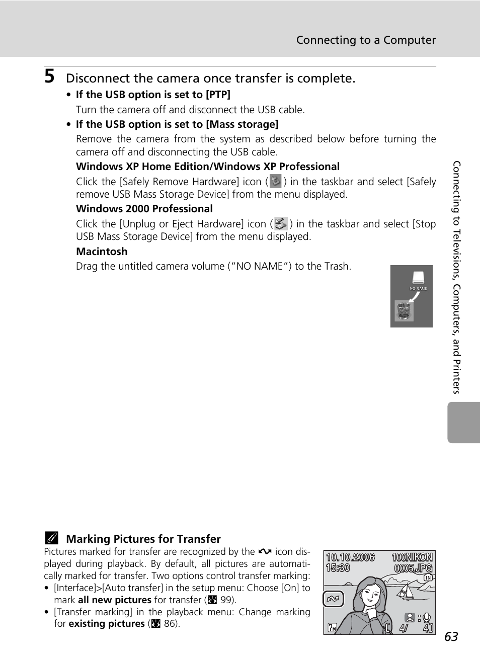 Disconnect the camera once transfer is complete | Nikon L5 User Manual | Page 75 / 136