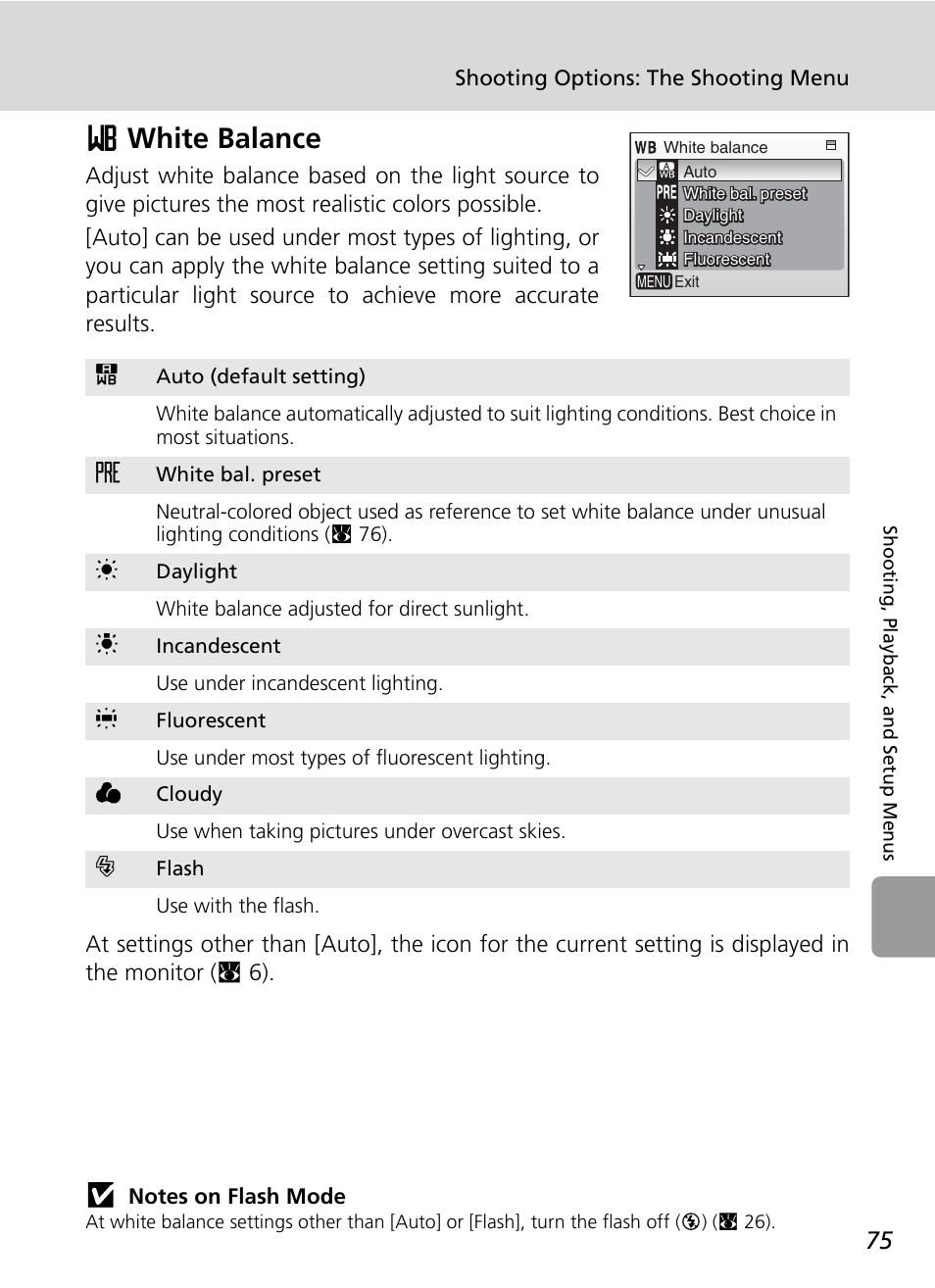 D white balance, C 75), Dwhite balance | Nikon L5 User Manual | Page 87 / 136