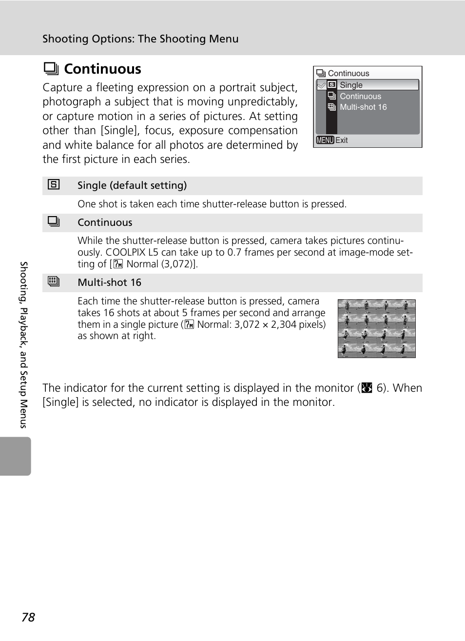 Q continuous, G (c 78), Qcontinuous | Nikon L5 User Manual | Page 90 / 136