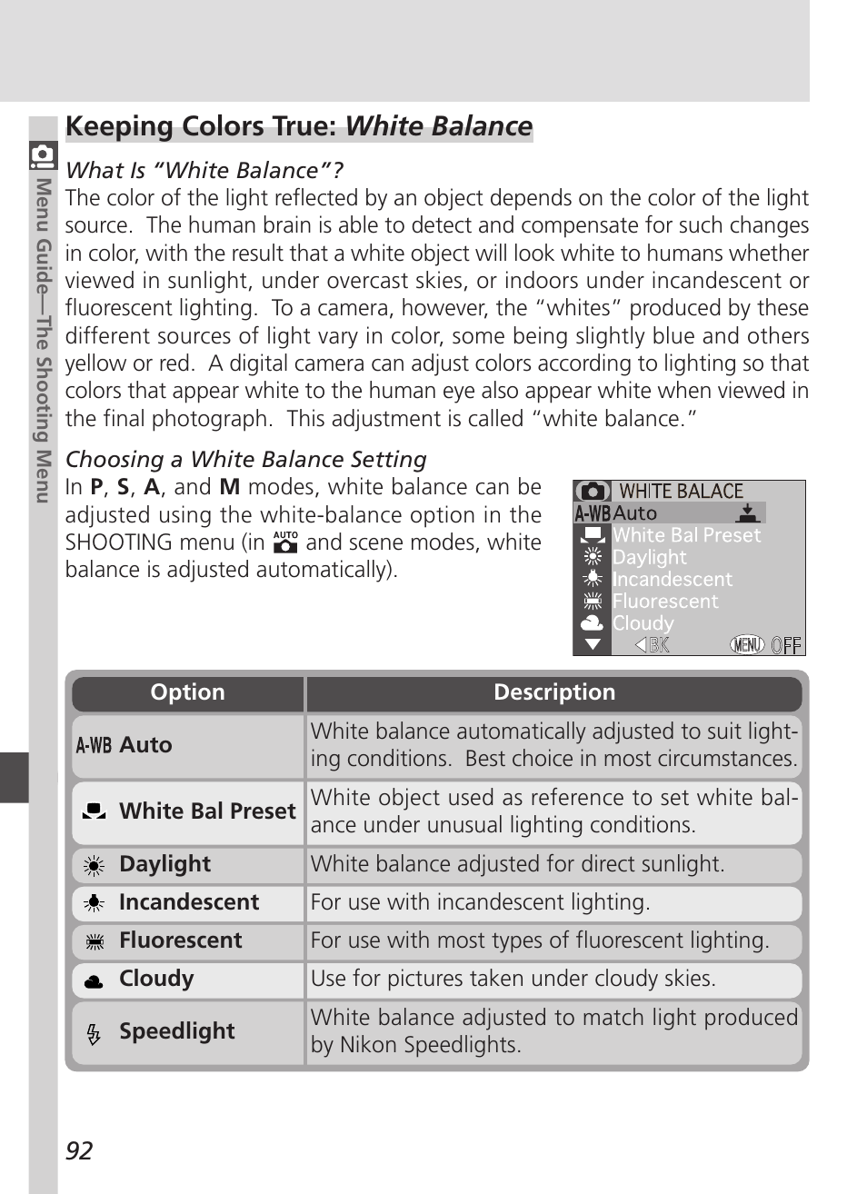 Keeping colors true: white balance | Nikon 4500 User Manual | Page 102 / 178