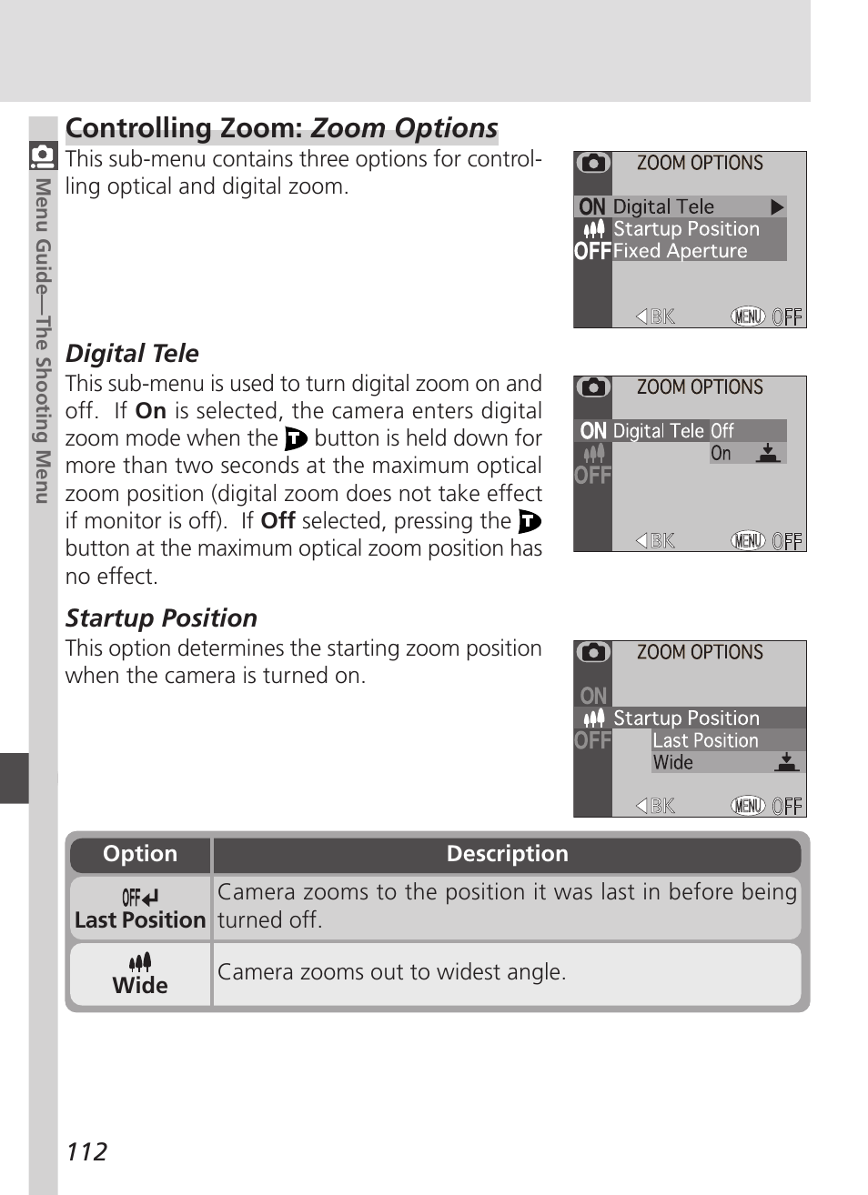 Controlling zoom: zoom options | Nikon 4500 User Manual | Page 122 / 178