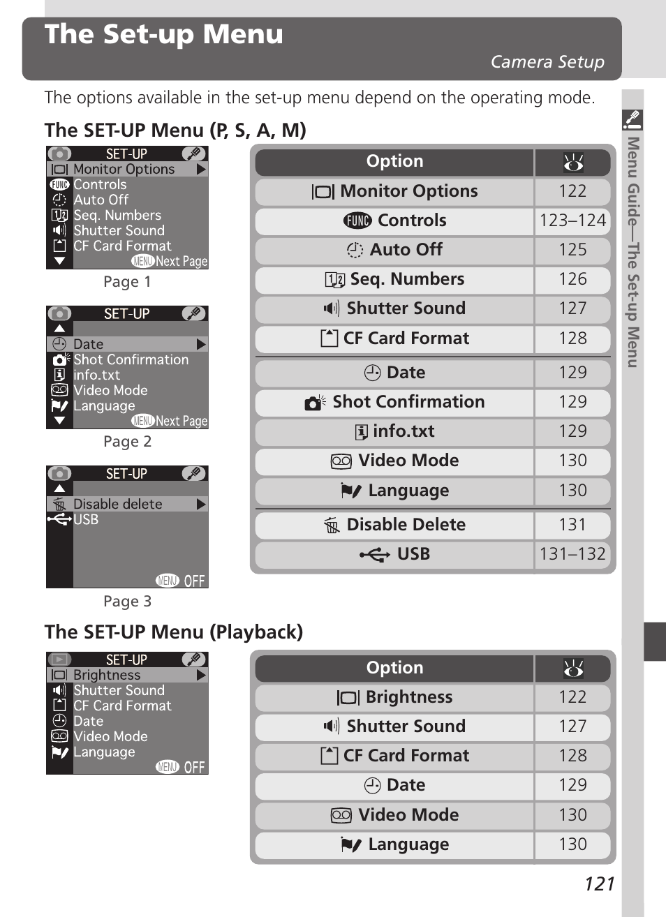 The set-up menu | Nikon 4500 User Manual | Page 131 / 178